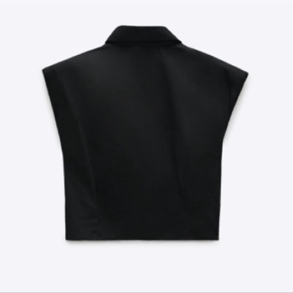 Zara women’s poplin shoulder pads shirt top Size L - Picture 5 of 9